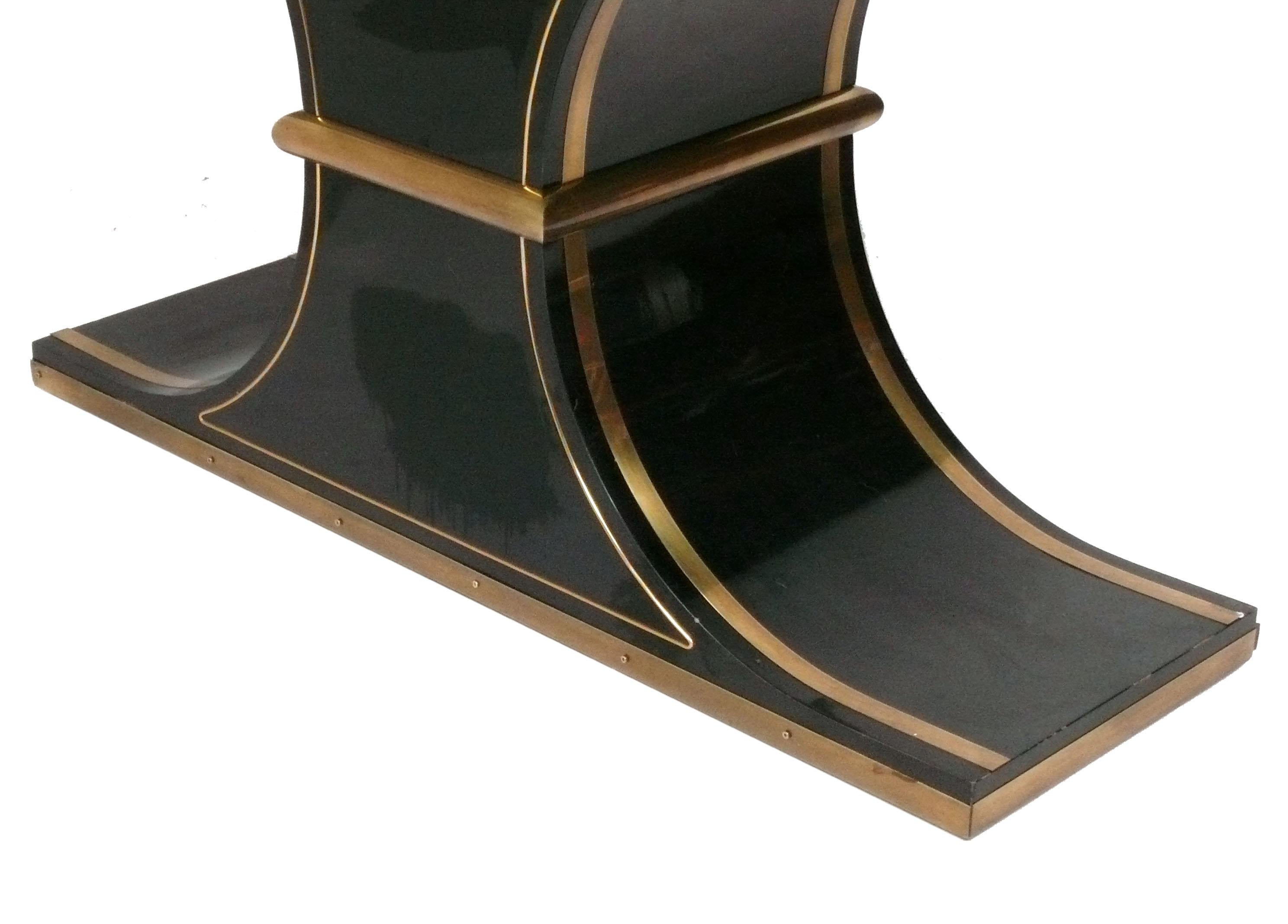 Mid-20th Century Sleek Black and Brass Console Table by Mastercraft For Sale