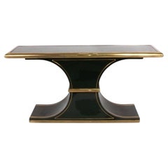 Sleek Black and Brass Console Table by Mastercraft