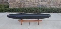 Sleek Black Fiberglass AP Peanut Planter With Mahogany Base A John Follis Design