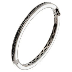 Elegantes Armband aus schwarzem Saphir und Off-White-Emaille aus Sterling Silber