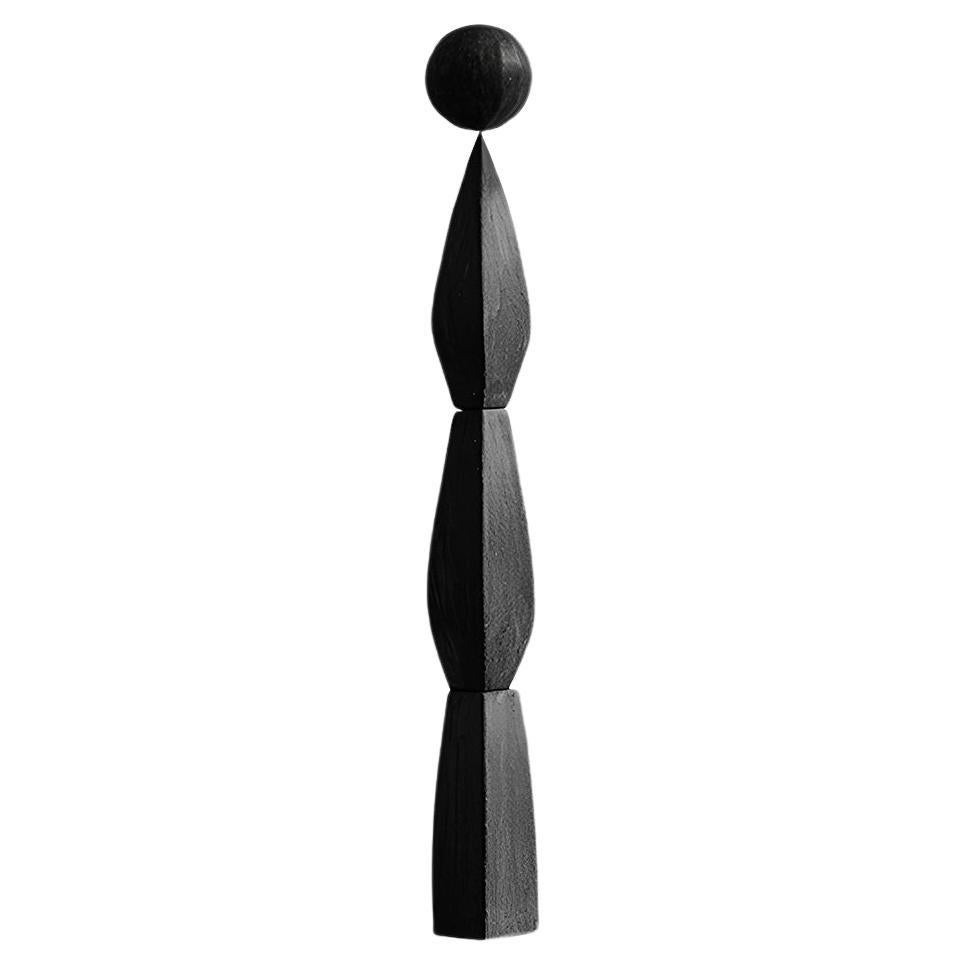 Sleek Black Solid Wood Sculpture, NONO's Art, Still Stand No82 For Sale