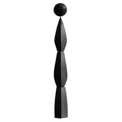 Sleek Black Solid Wood Sculpture, NONO's Art, Still Stand No82