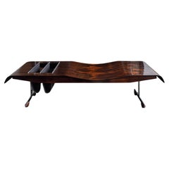 Sleek Brazilian Modernist Onda Bench by Jorge Zalszupin, Moulded Hardwood