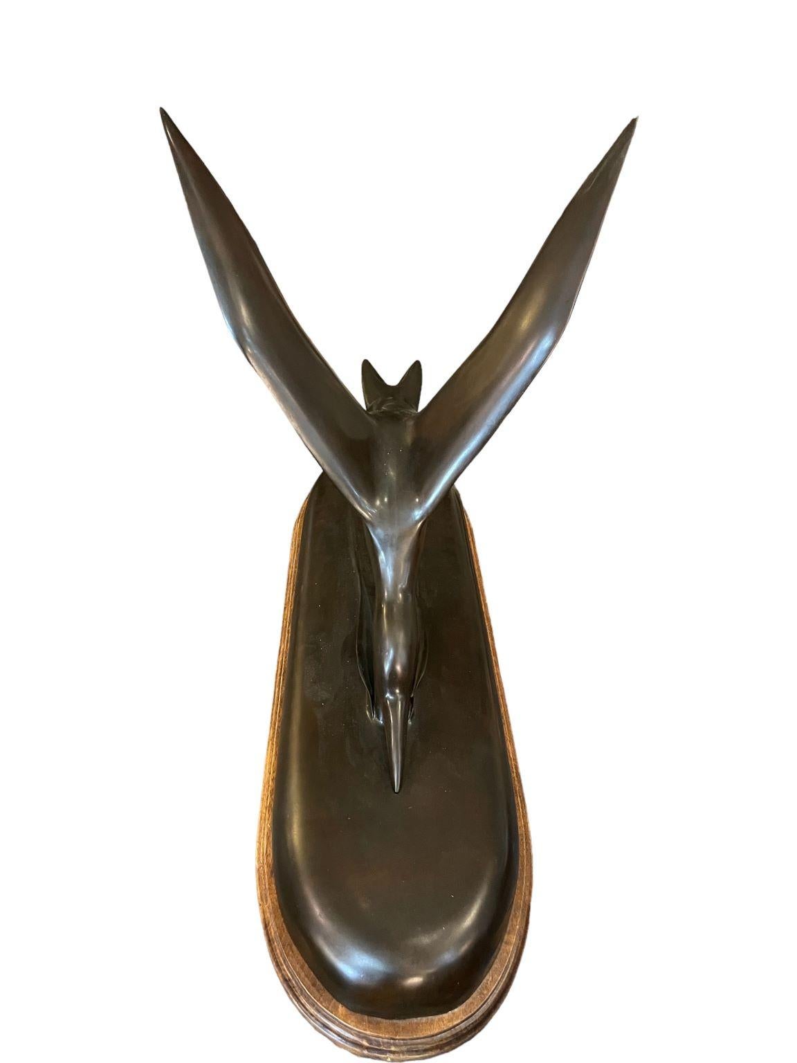 Sleek Bronze Seagull Skimmer by P.S. Bowe Circa 1983 For Sale 6