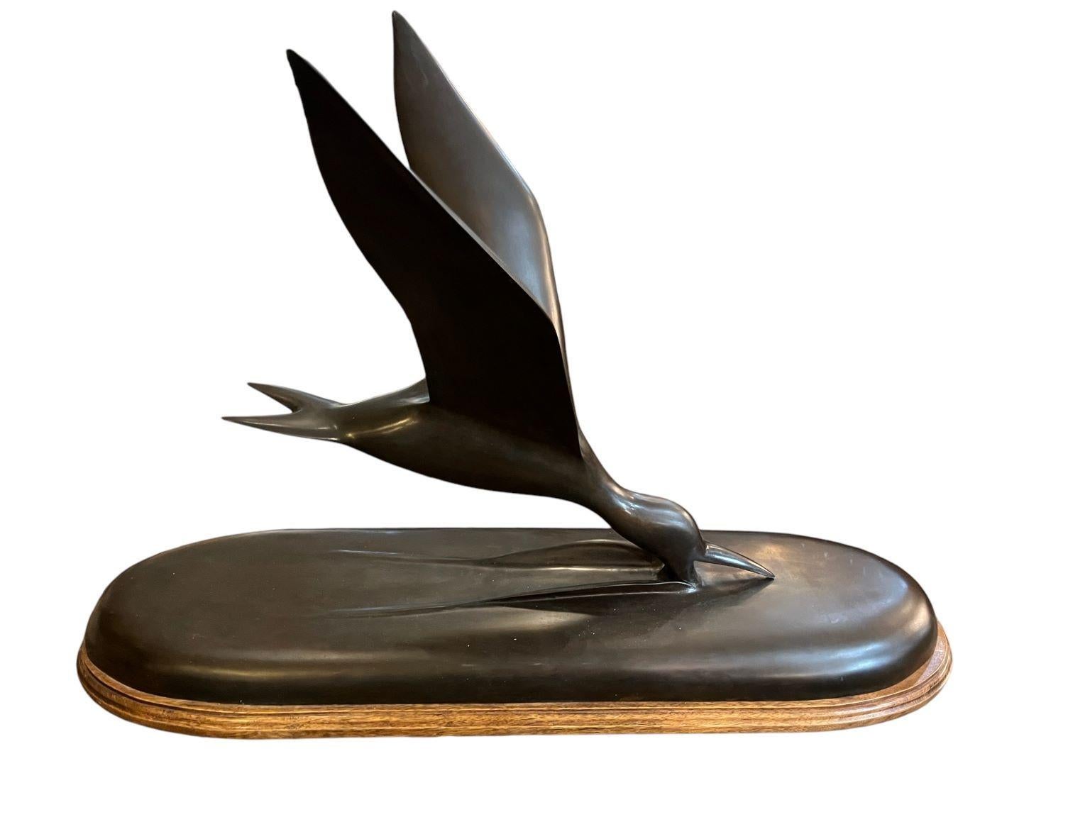 Sleek Bronze Seagull Skimmer by P.S. Bowe Circa 1983 For Sale 8
