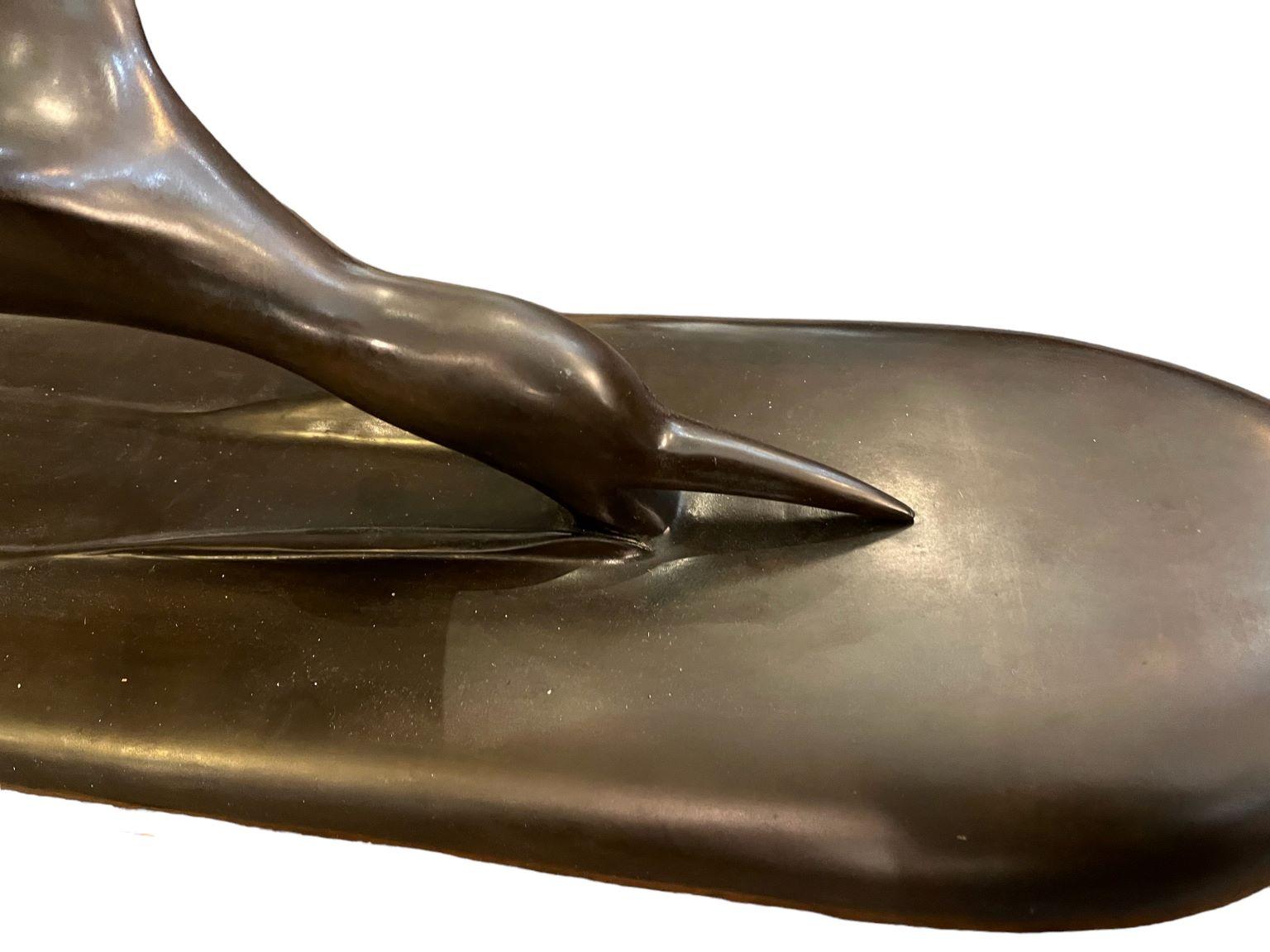 Sleek Bronze Seagull Skimmer by P.S. Bowe Circa 1983 In Good Condition For Sale In Bernville, PA