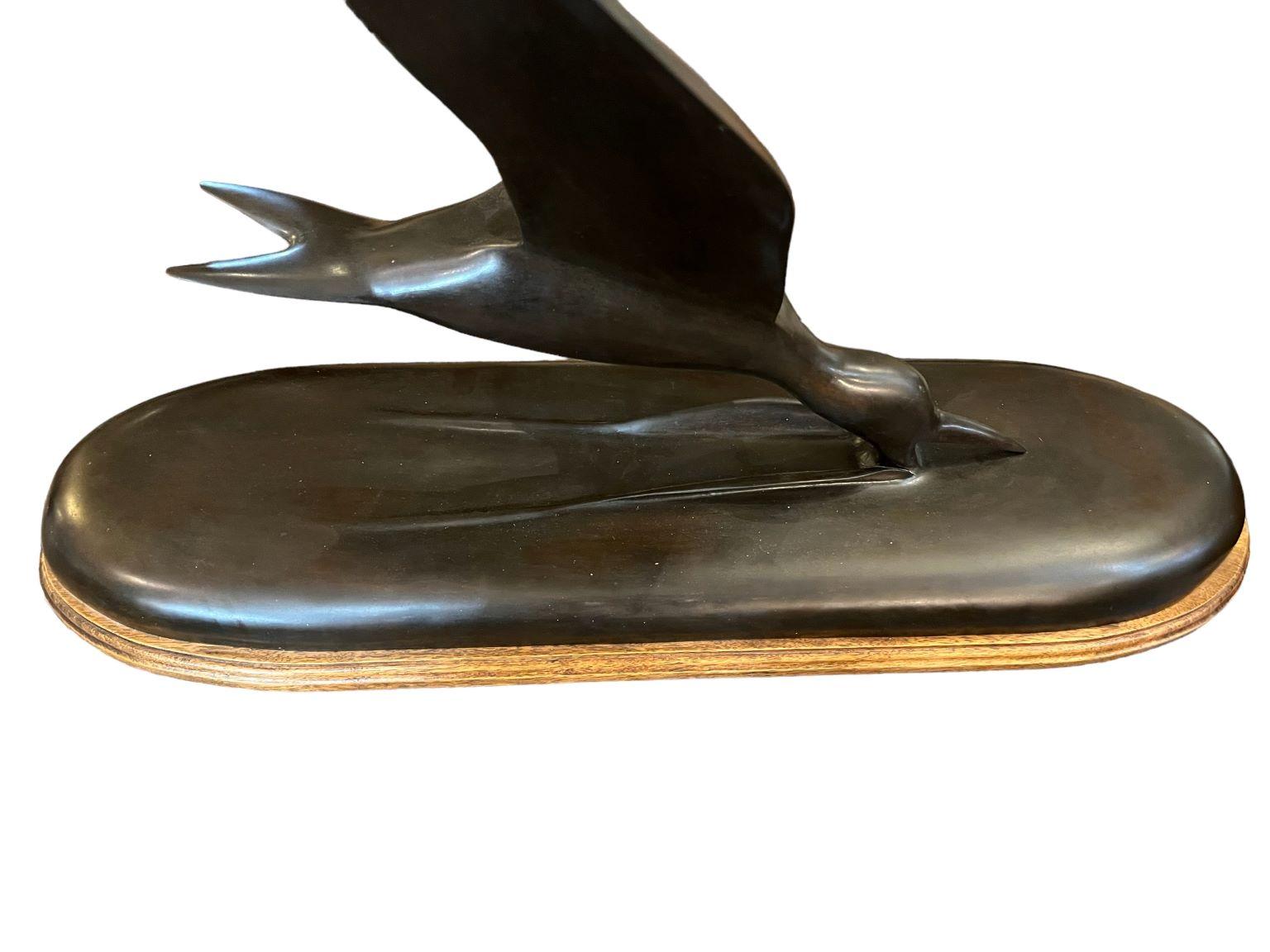 Sleek Bronze Seagull Skimmer by P.S. Bowe Circa 1983 For Sale 1