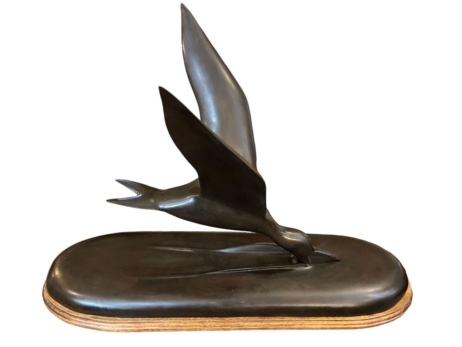 Sleek Bronze Seagull Skimmer by P.S. Bowe Circa 1983 For Sale 2