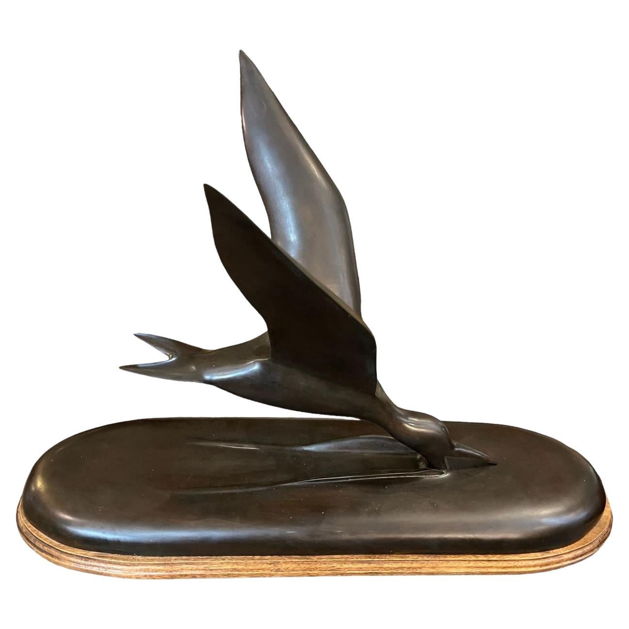 Sleek Bronze Seagull Skimmer by P.S. Bowe Circa 1983 For Sale