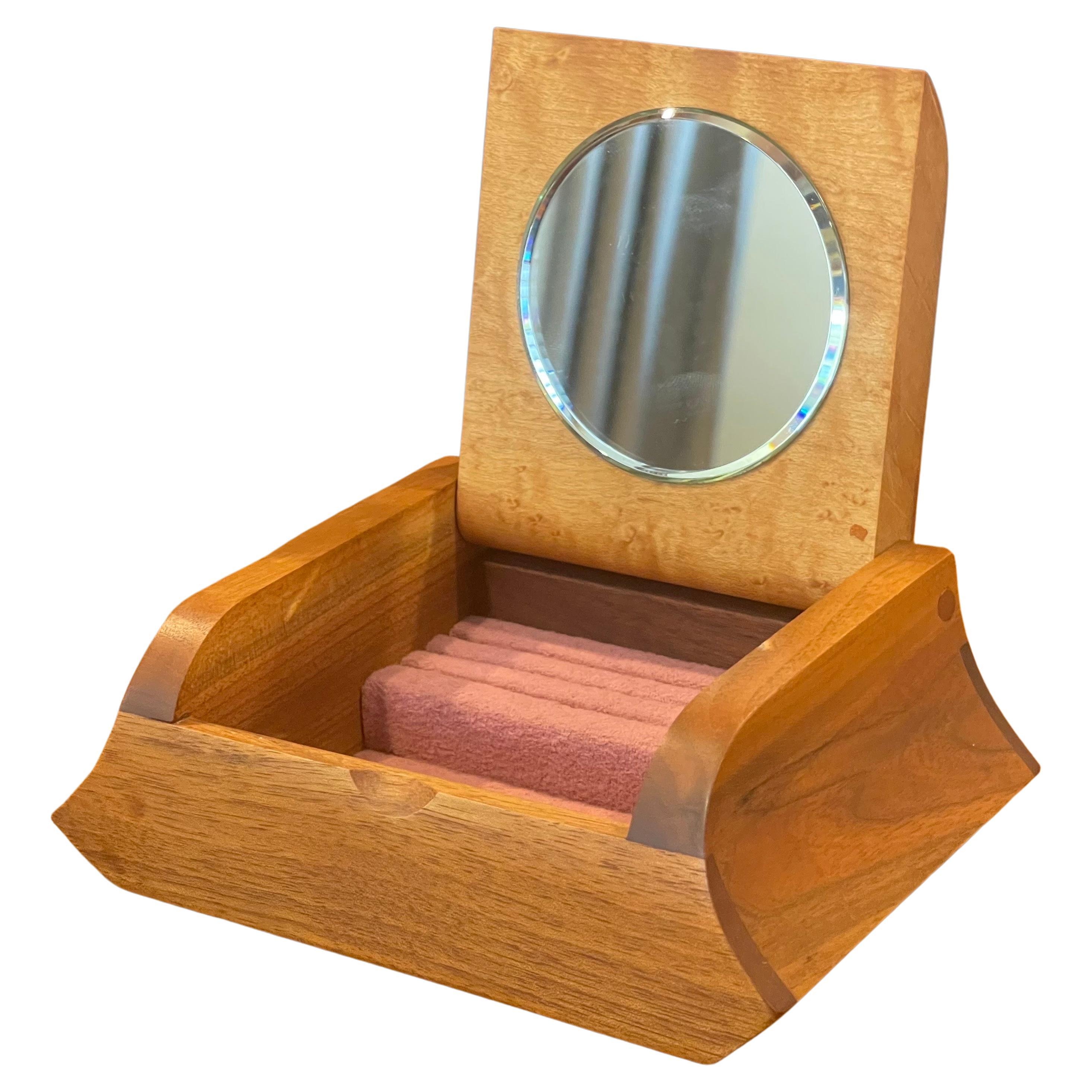 Sleek Burl & Walnut Petite Jewelry Box For Sale