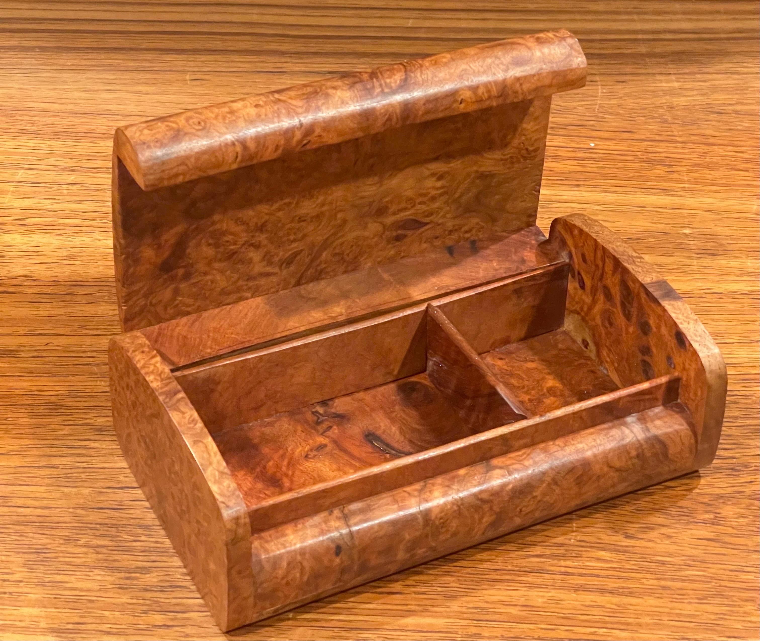 American Sleek Burl Wood Lidded Box