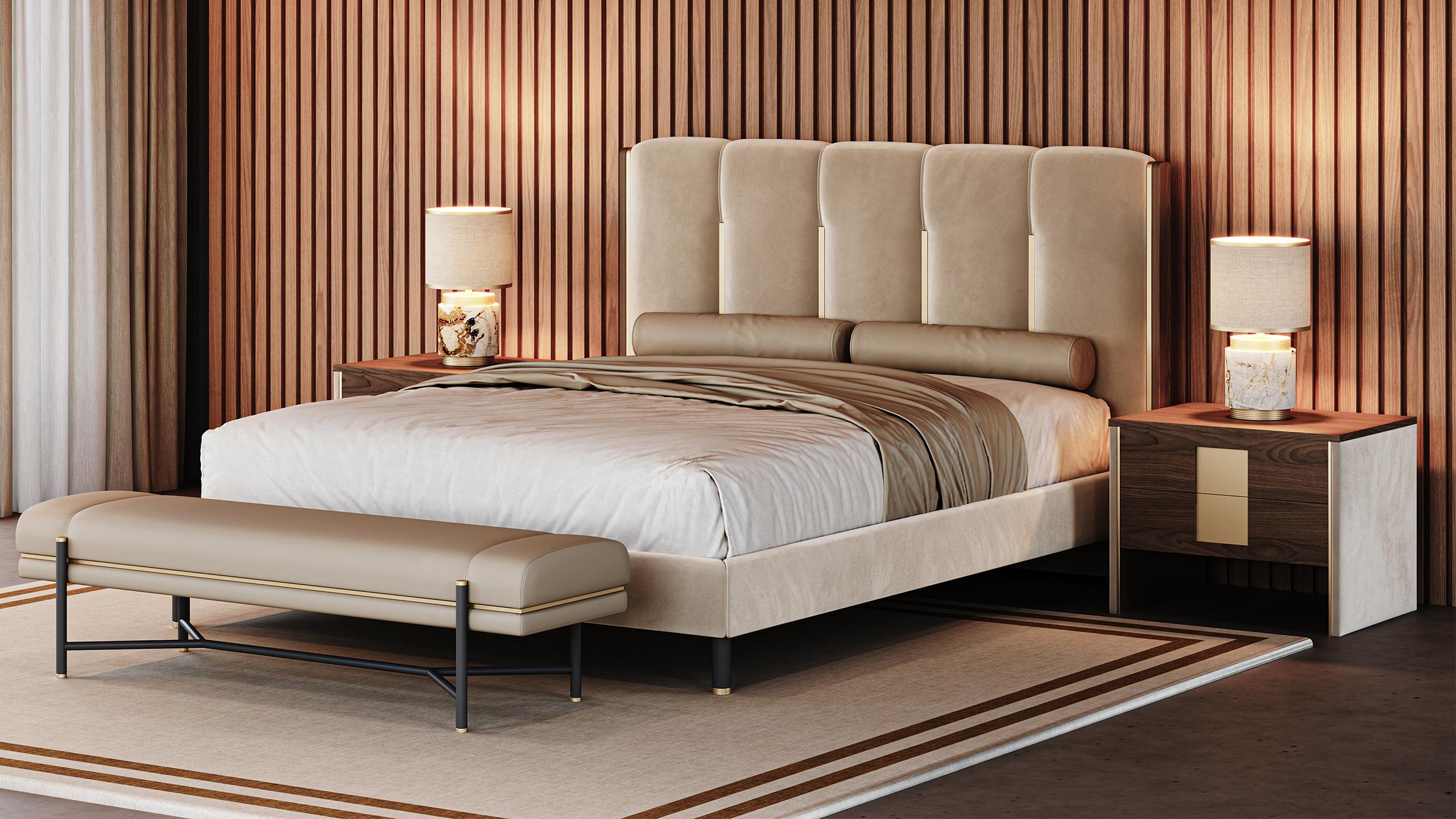La cama Cascade es una impresionante encarnación de la elegancia fluida y el diseño moderno, que aporta una sensación de serena belleza a tu dormitorio. Sus elegantes líneas en cascada y sus refinados detalles crean una armonía visual que realza