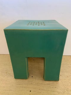 Sleek Celadon Green Square Ceramic Garden Seat Martini Table