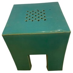 Sleek Celadon Green Square Ceramic Garden Seat Martini Table