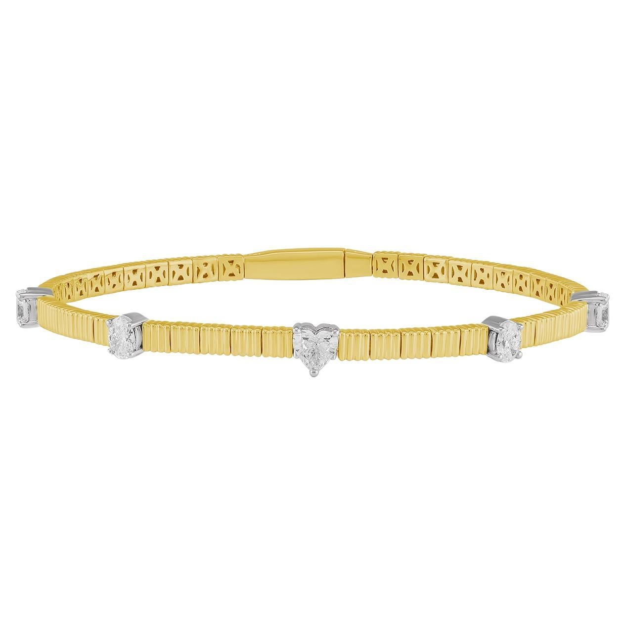 Bracciale a catena sottile con diamanti in oro giallo 14k in vendita