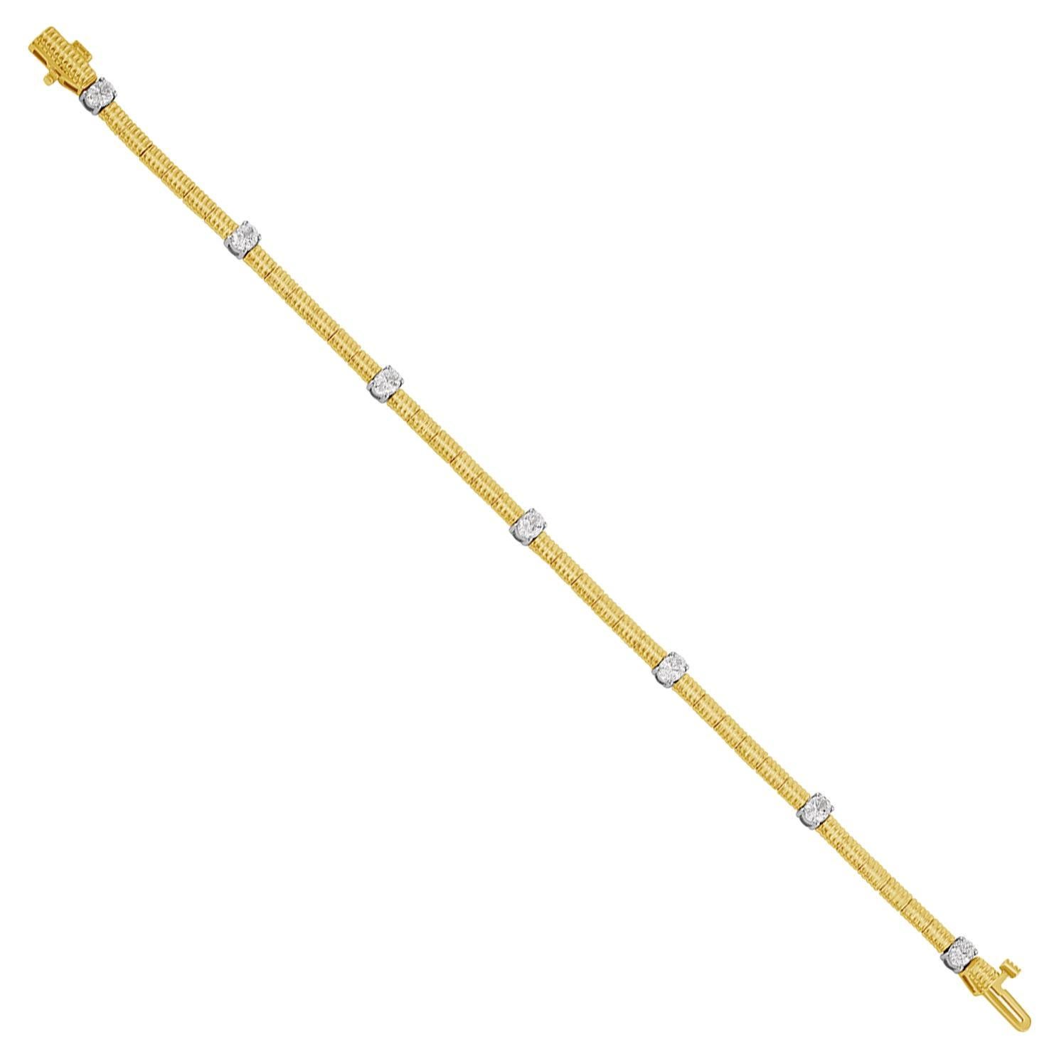 Elegantes Kettenarmband mit Diamanten aus 14k Gelbgold im Angebot