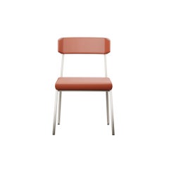 Sleek chair Dih with Coral leather handcrafted by Murmurio