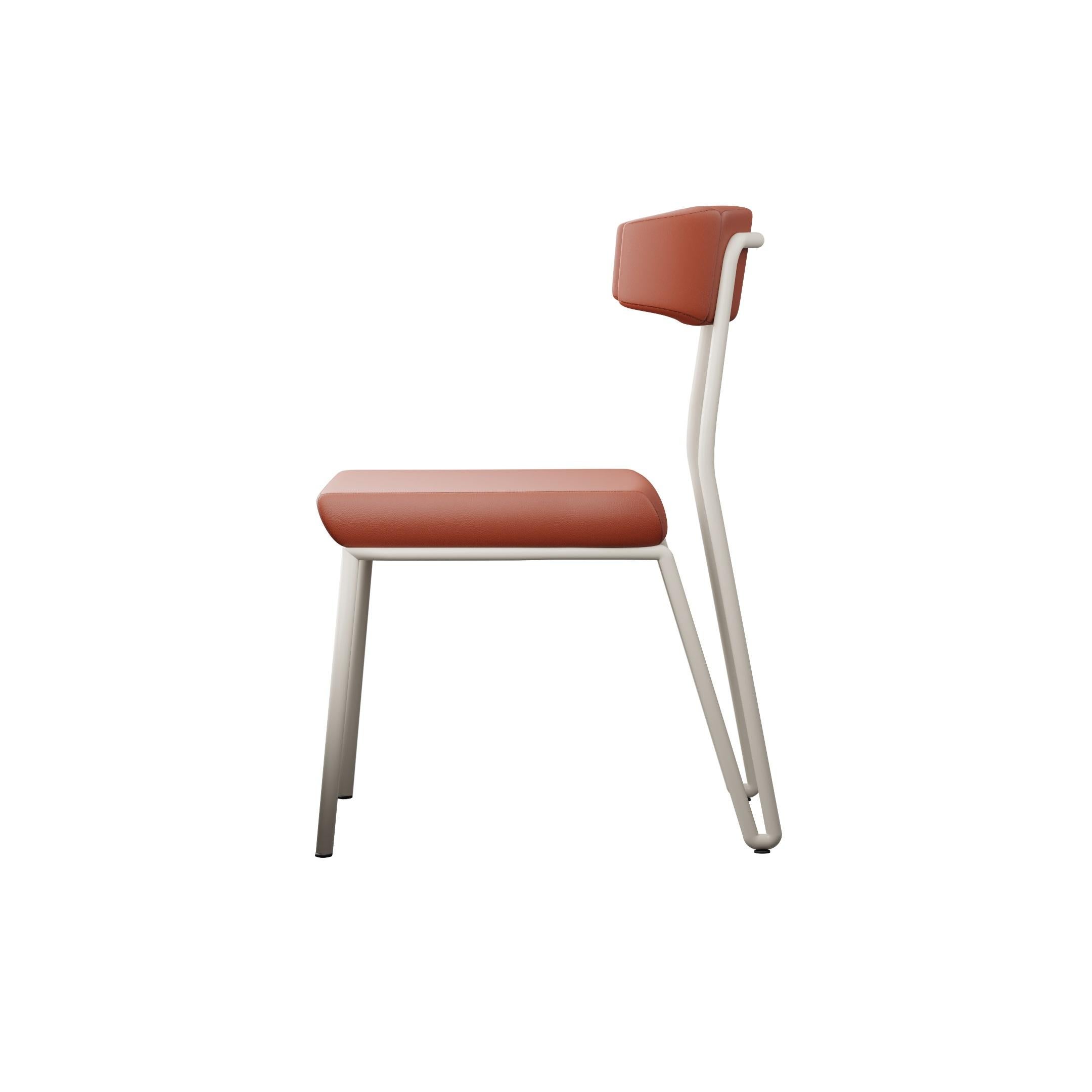 Minimaliste Sleek chair Dih with Coral leather handcrafted by Murmurio en vente