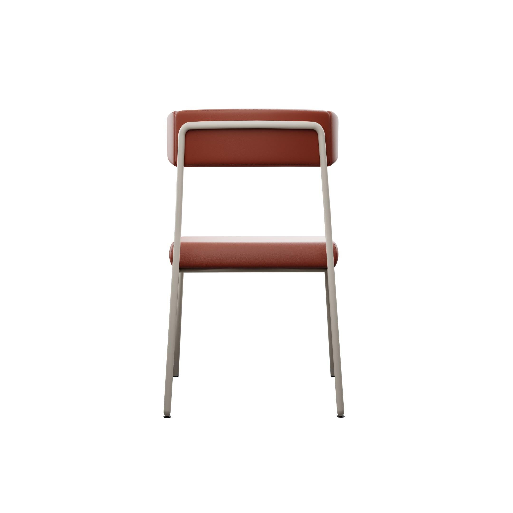 Portugais Sleek chair Dih with Coral leather handcrafted by Murmurio en vente