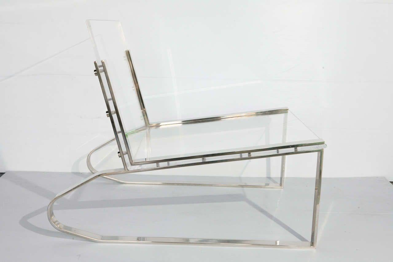 Eleganter Charles Hollis Jones-Stuhl (Lucite) im Angebot