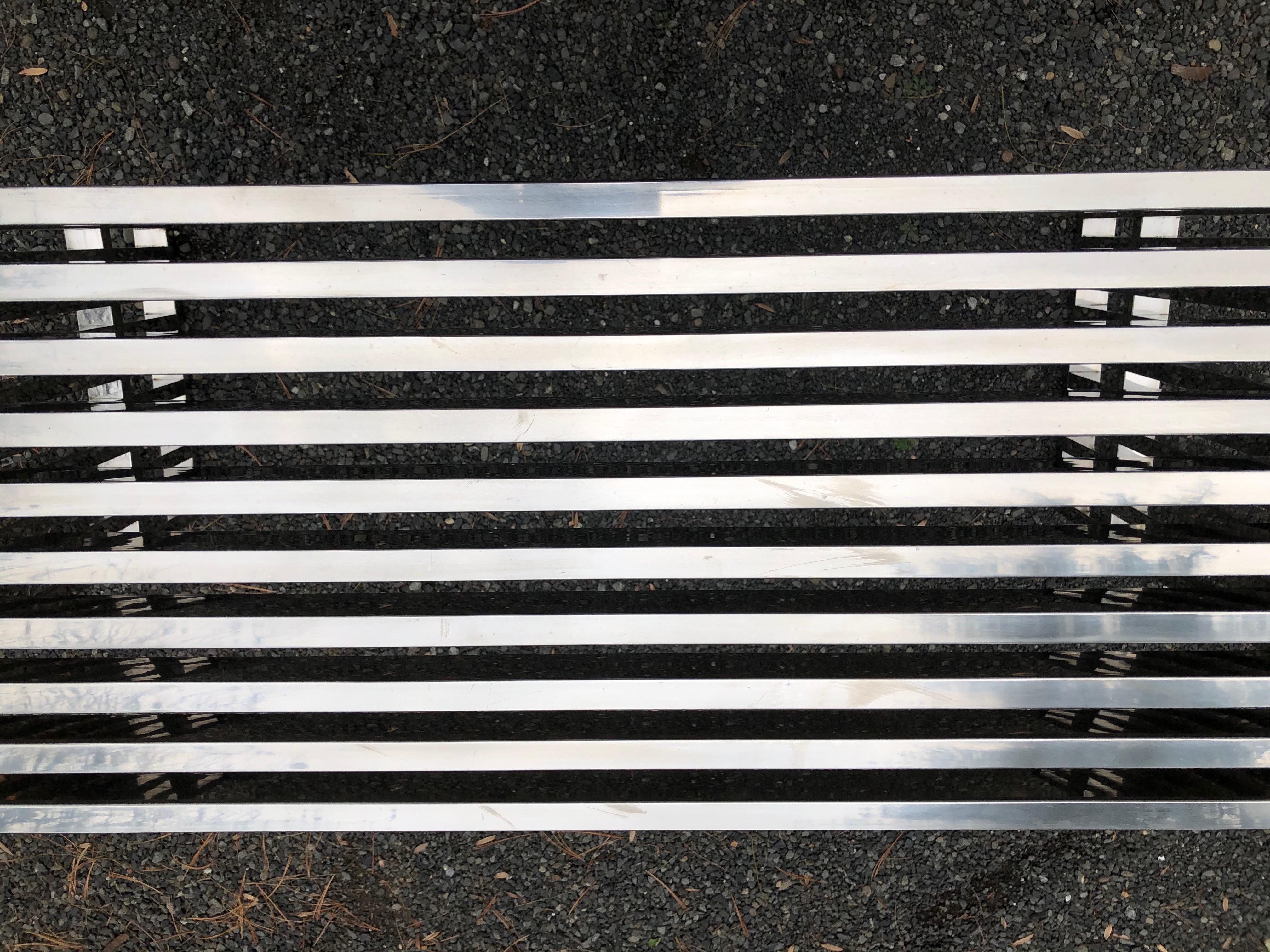 American Sleek Chrome Rectangular Console Sofa Table with Chrome Architectural Pattern