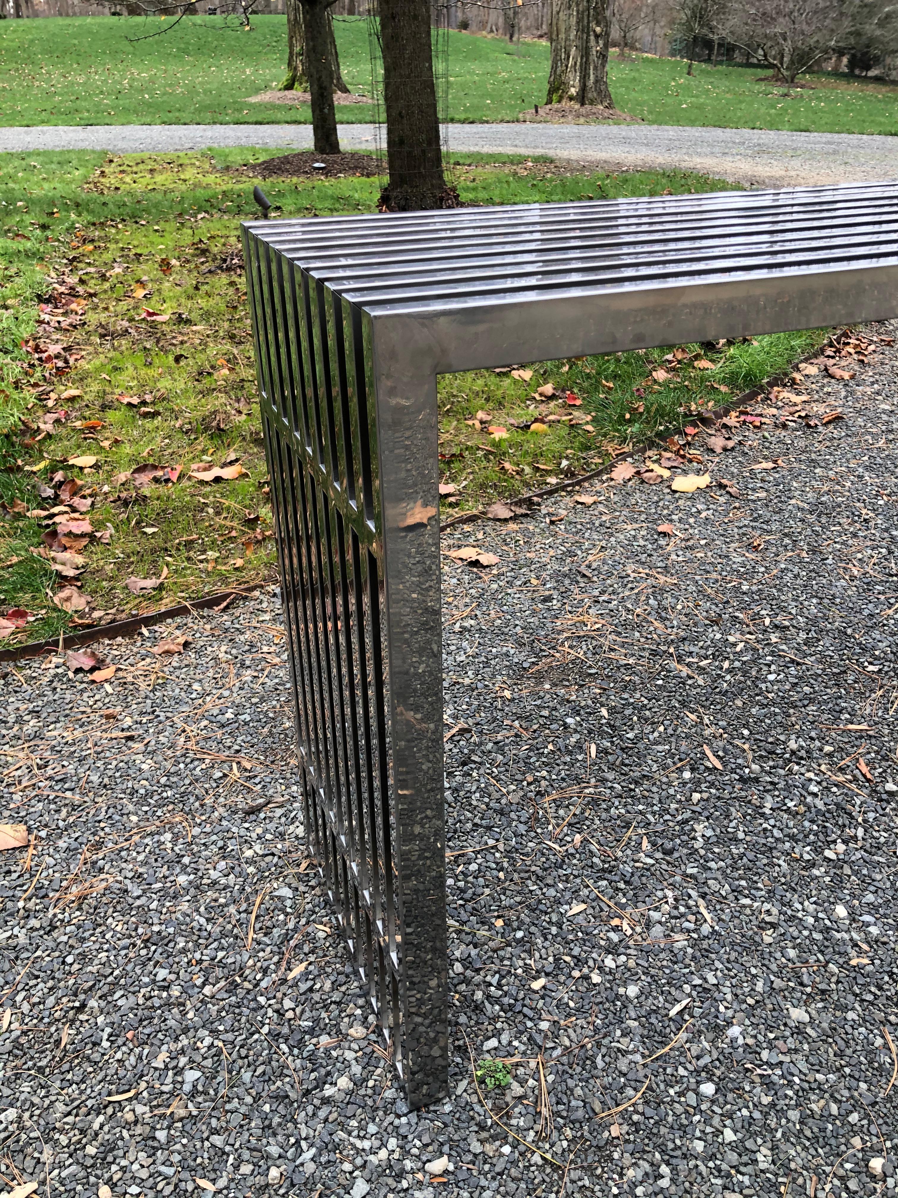Sleek Chrome Rectangular Console Sofa Table with Chrome Architectural Pattern 2
