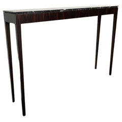 Console Table With Black Marble Top and Ebony Veneer Carcass