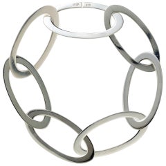 Sleek, Contemporary Flat Oval Link Sterling Silver 8" Bracelet