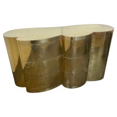 Sleek Curved Sculptural Brass Commode. Italy, 1970s Sleek Curved Sculptural Brass Commode. Italy, 1970s