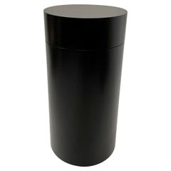 Sleek Cylindrical Ebonized Wood Rotating Pedestal