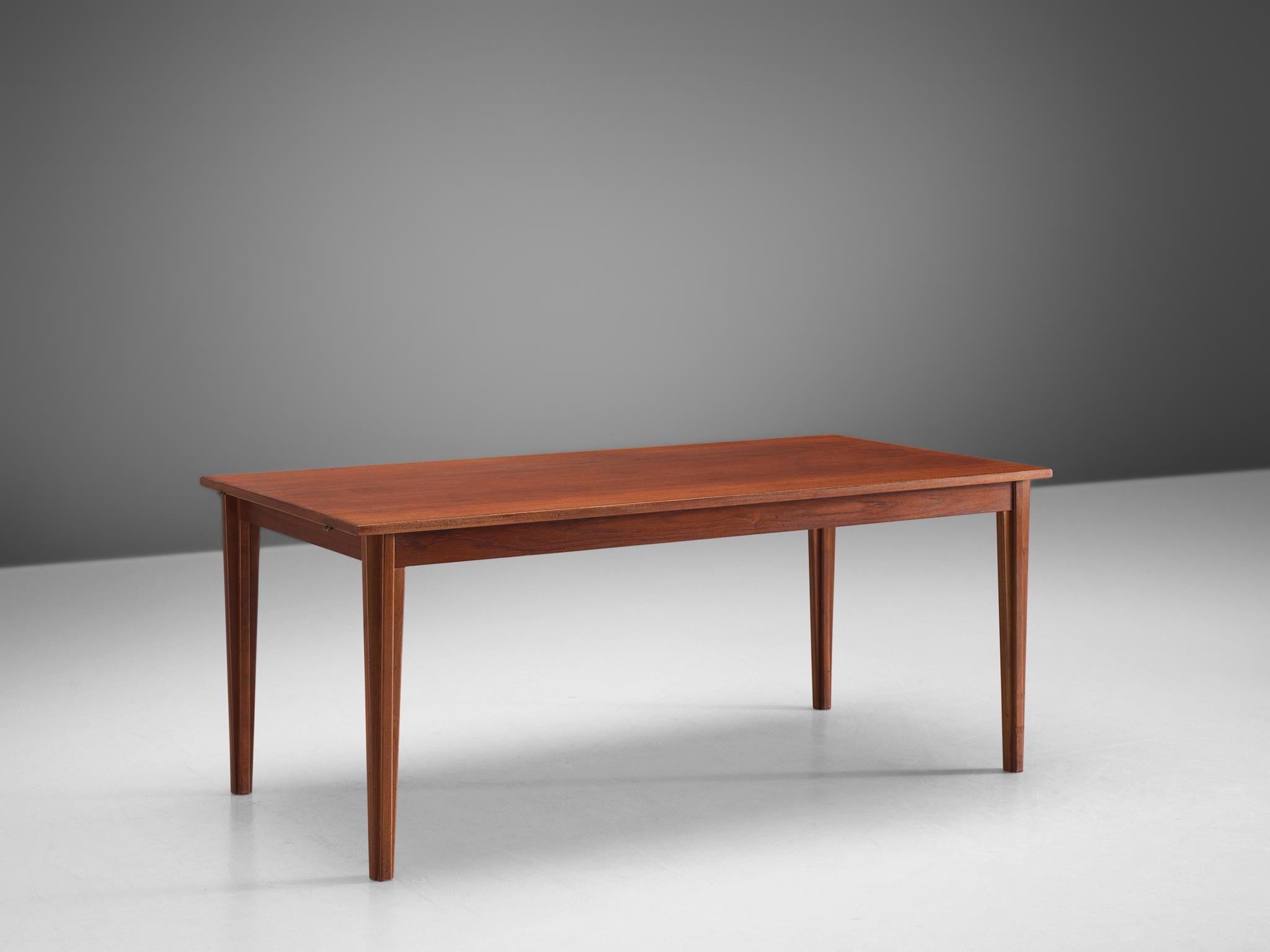 Wood Sleek Danish Dining Table with Rectangular Top in Teak For Sale