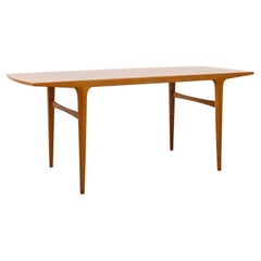 Retro Sleek Danish Mid-Century Johannes Andersen Style Console Table in Pecan Wood