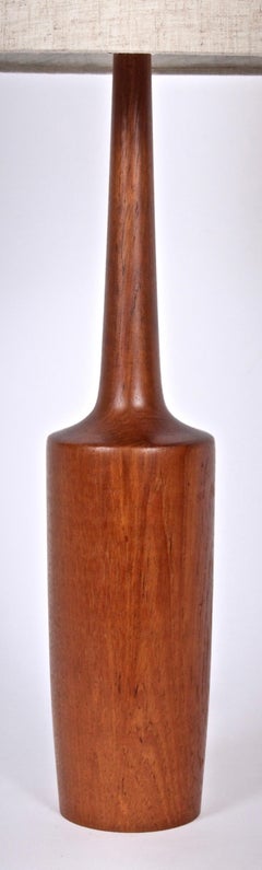 Danish Modern Turned Solid Teak Table Lamp, circa 1960