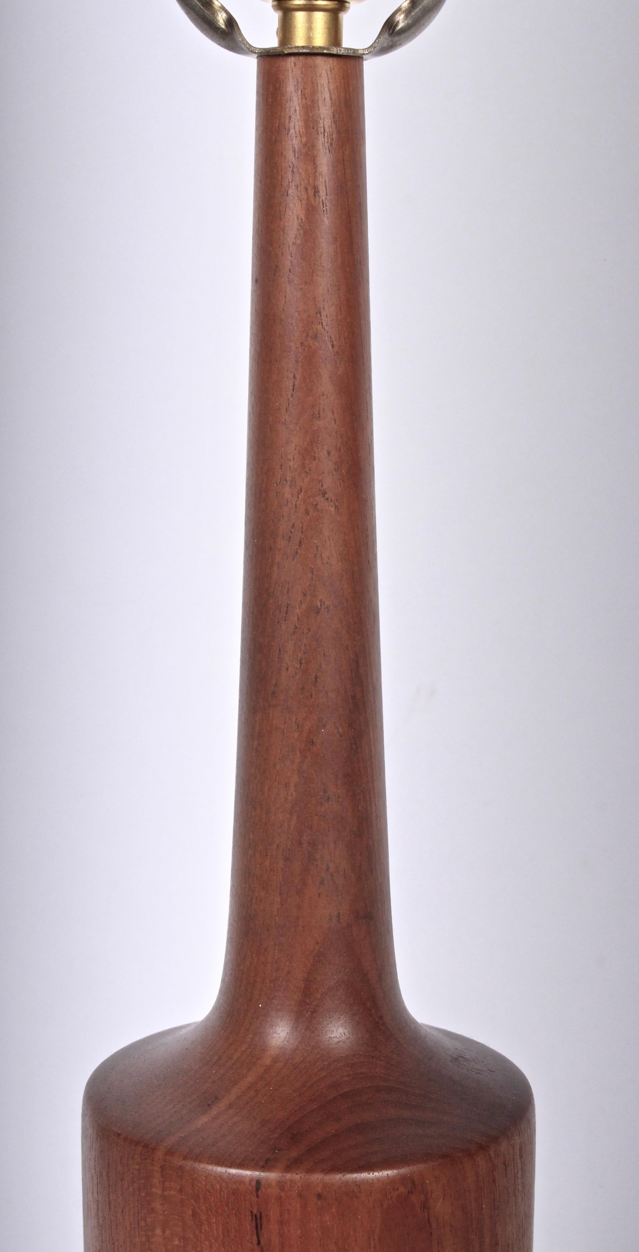 Plated Danish Modern Solid Teak Table Lamp, circa 1960 For Sale