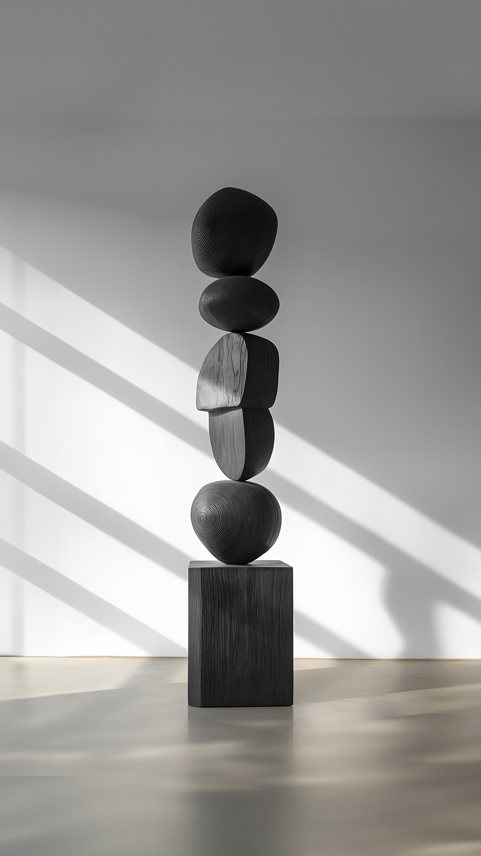 Mexican Sleek, Dark Abstract Design in Black Solid Wood by Escalona, Still Stand No96 For Sale