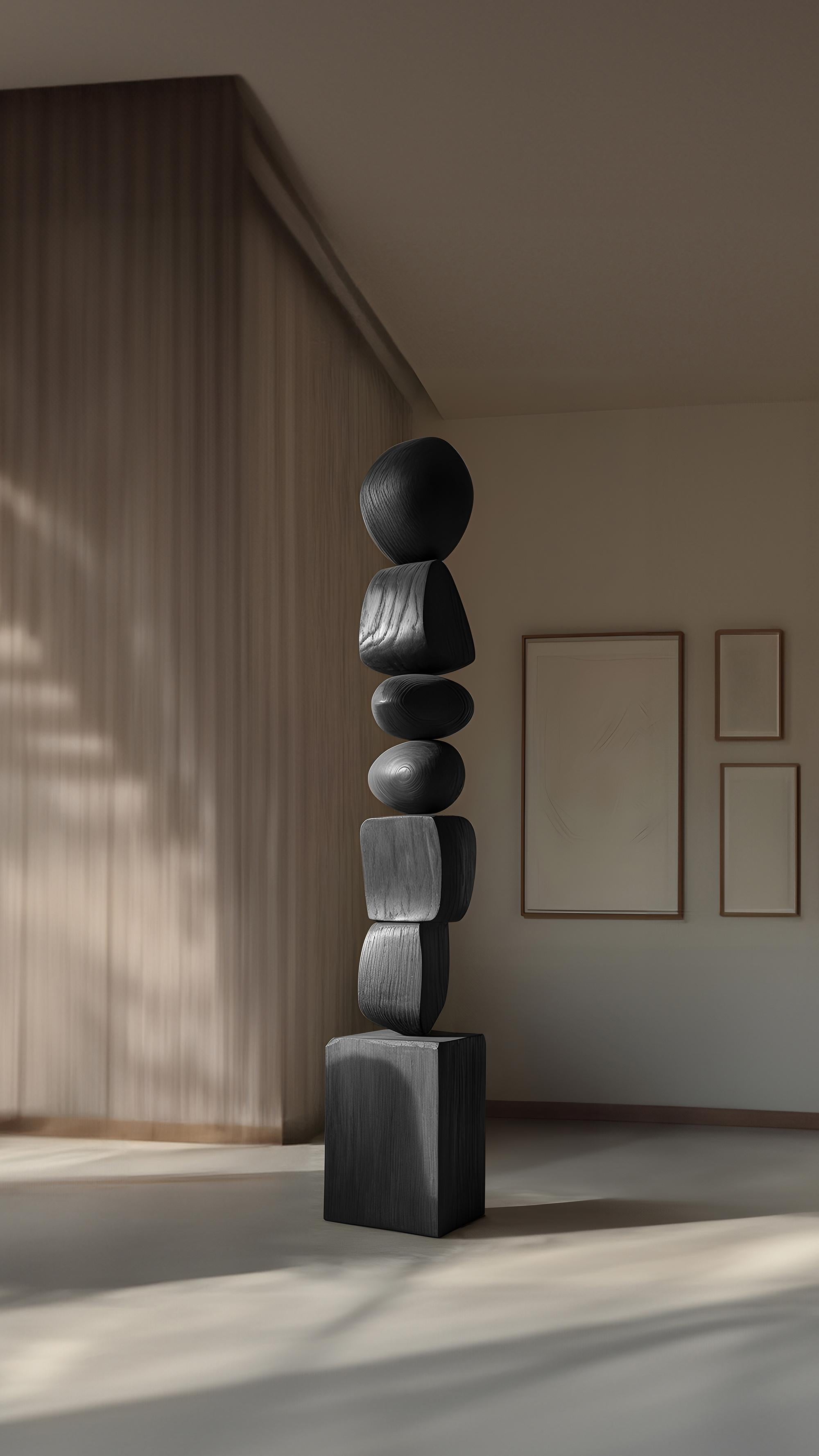 Contemporary Sleek, Dark Abstract Design in Black Solid Wood by Escalona, Still Stand No96 For Sale