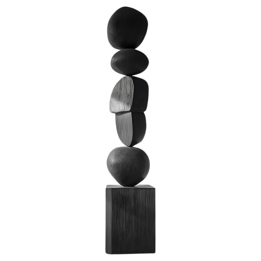 Elegantes, dunkles, abstraktes Design aus schwarzem Massivholz von Escalona, Still Stand No96