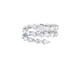 3.04ctw Fancy Diamond 18K White Gold Open Wrap Ring