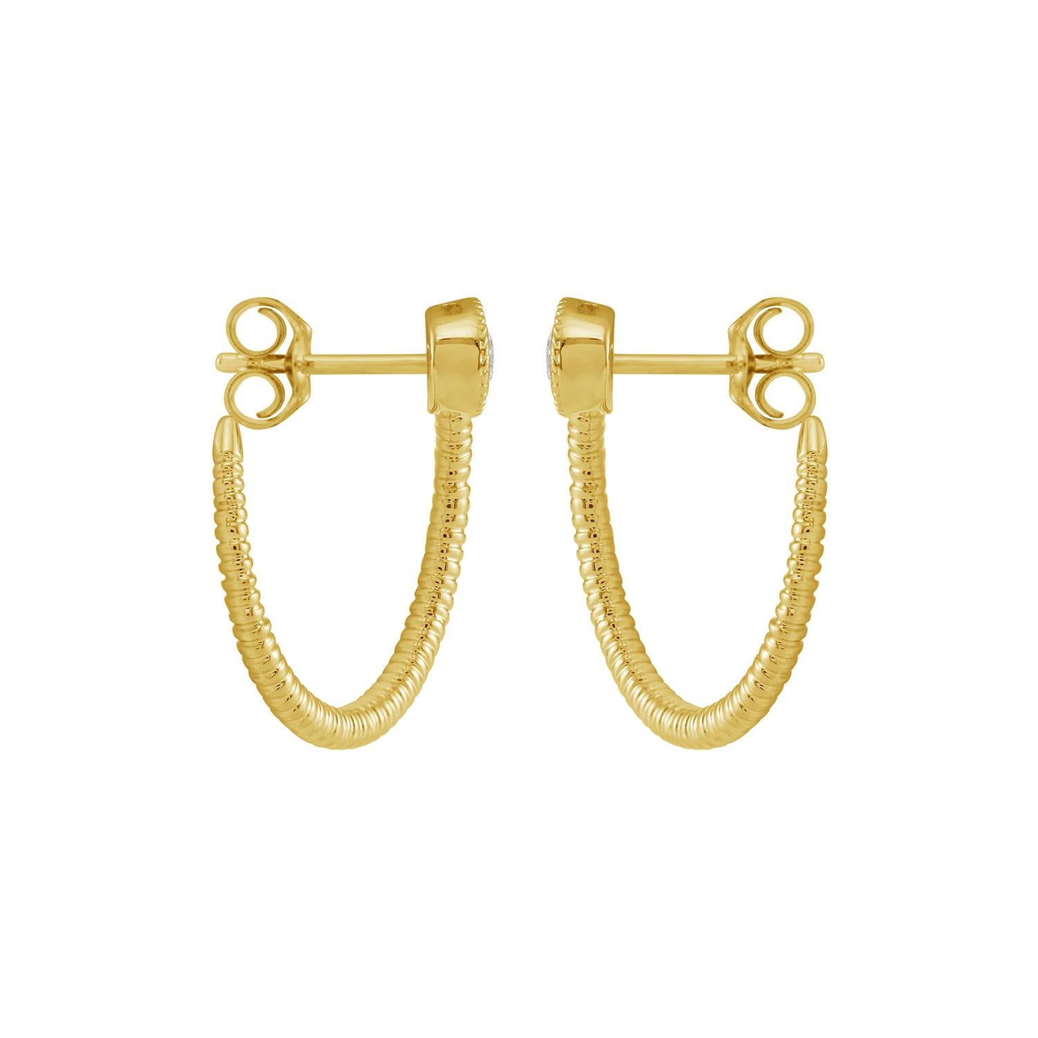 Art Déco Cerchi eleganti con diamanti in oro giallo 14 ct. in vendita