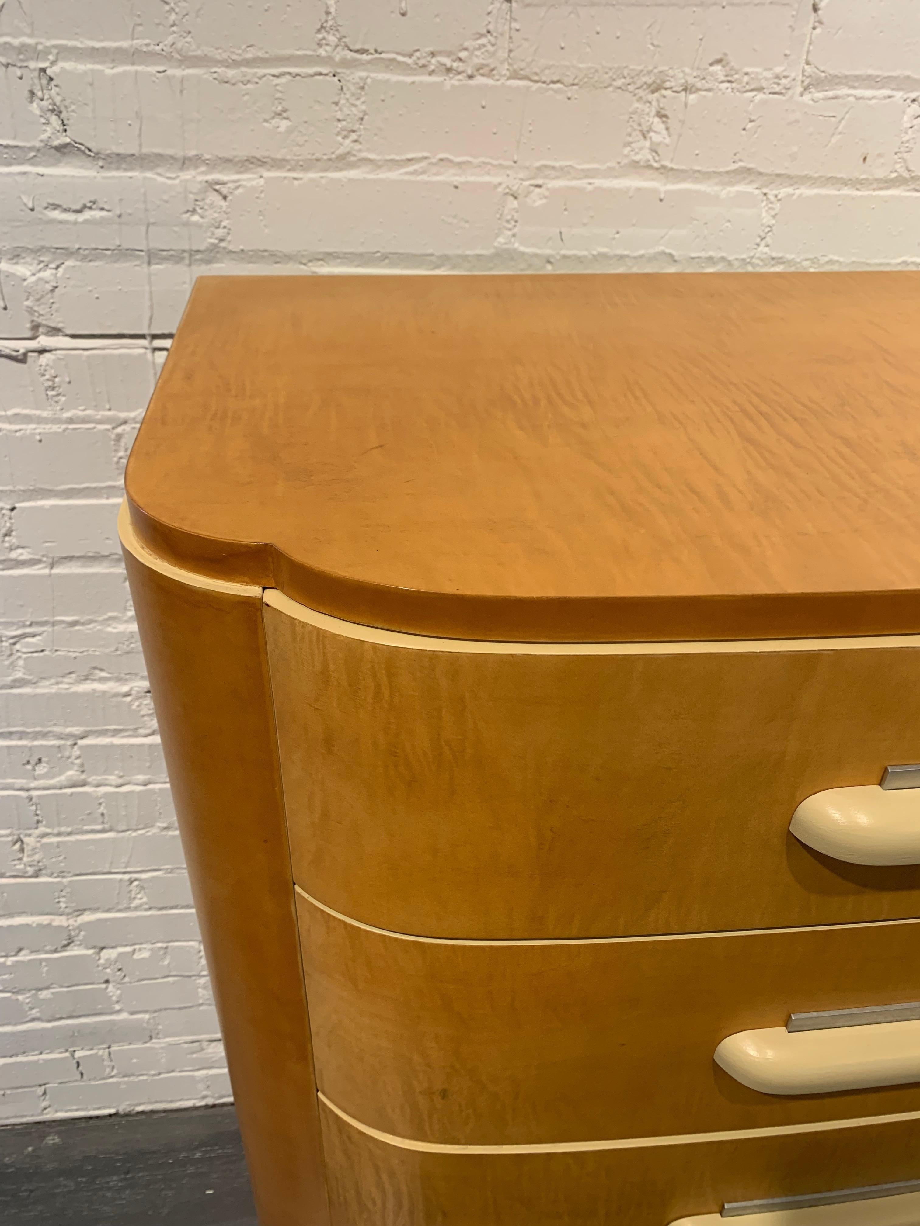 Sleek Donald Deskey Art Deco High Boy Dresser for Widdicomb Furniture in Maple For Sale 4