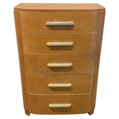 Sleek Donald Deskey Art Deco High Boy Dresser for Widdicomb Furniture in Maple