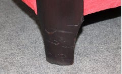 Sleek Pair of Ebonized Art Deco Club Chairs in Red Upholstery Circa 1930s Era