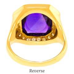 Sleek Eighties Diamond and Amethyst Ring