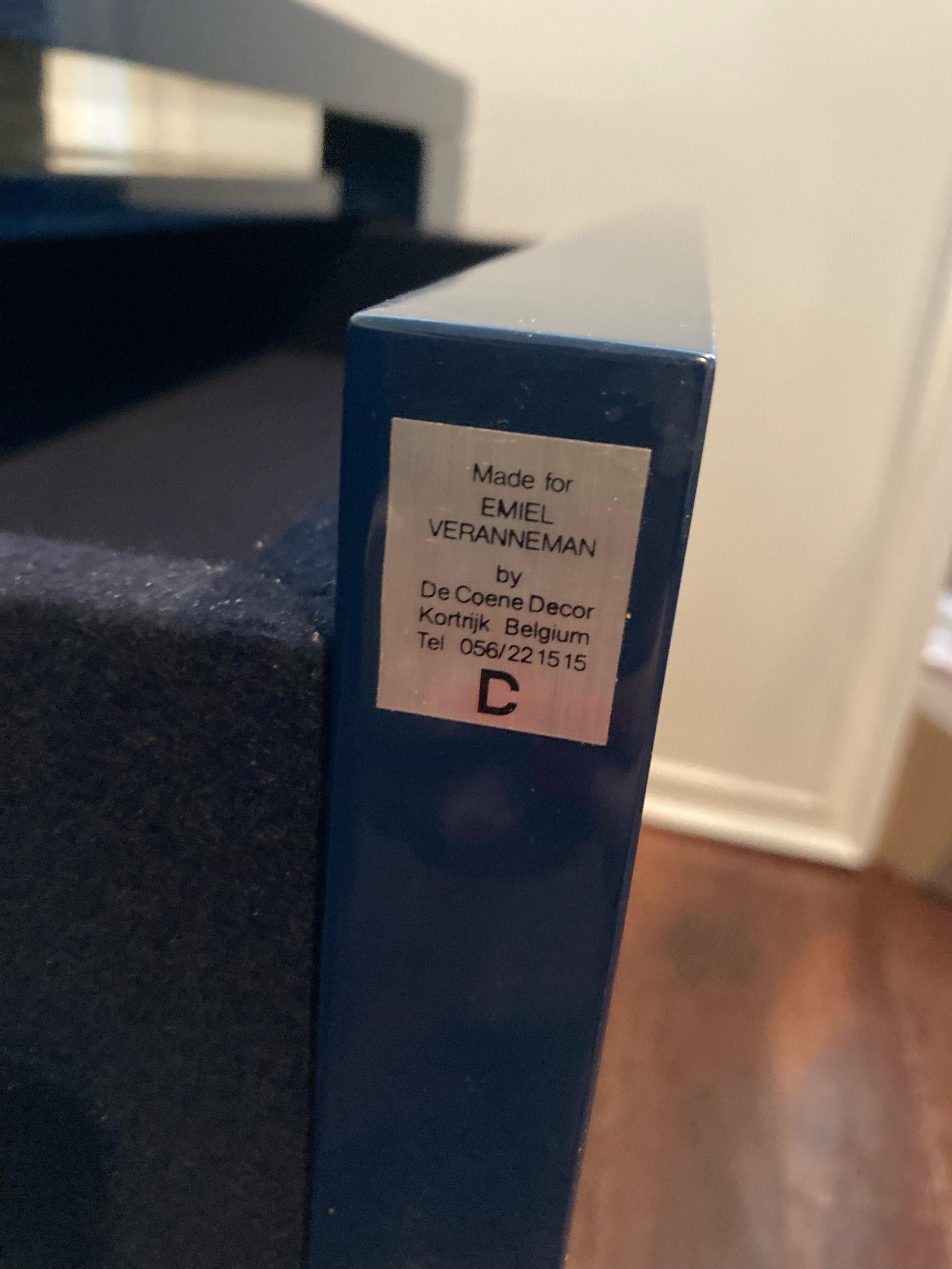 Sleek Emiel Veranneman Shiny Blue Lacquer Mid-Century Modern Console Table For Sale 2