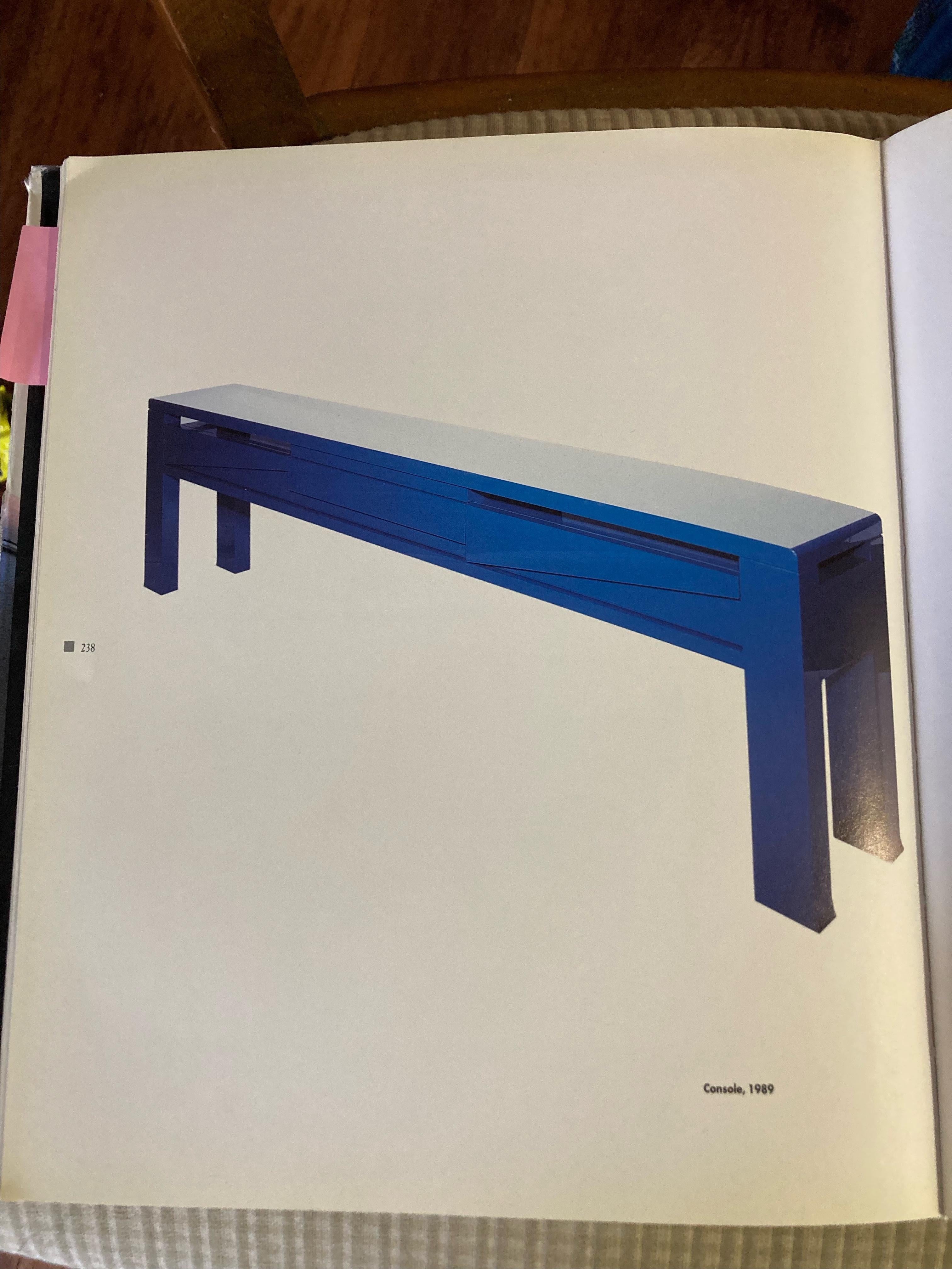 Sleek Emiel Veranneman Shiny Blue Lacquer Mid-Century Modern Console Table For Sale 4