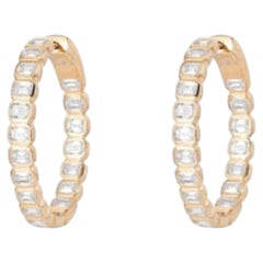 4.04ct Baguette Diamond 14K Yellow Gold Hoop Earrings