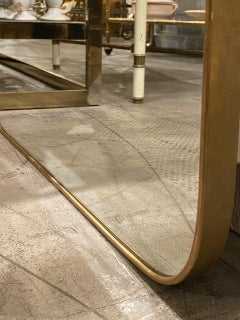 Sleek Larger Very Tall Brass Mirror-Midcentury, Italy
