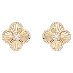 0.65ct Diamond 14K Yellow Gold Flower Stud Earrings