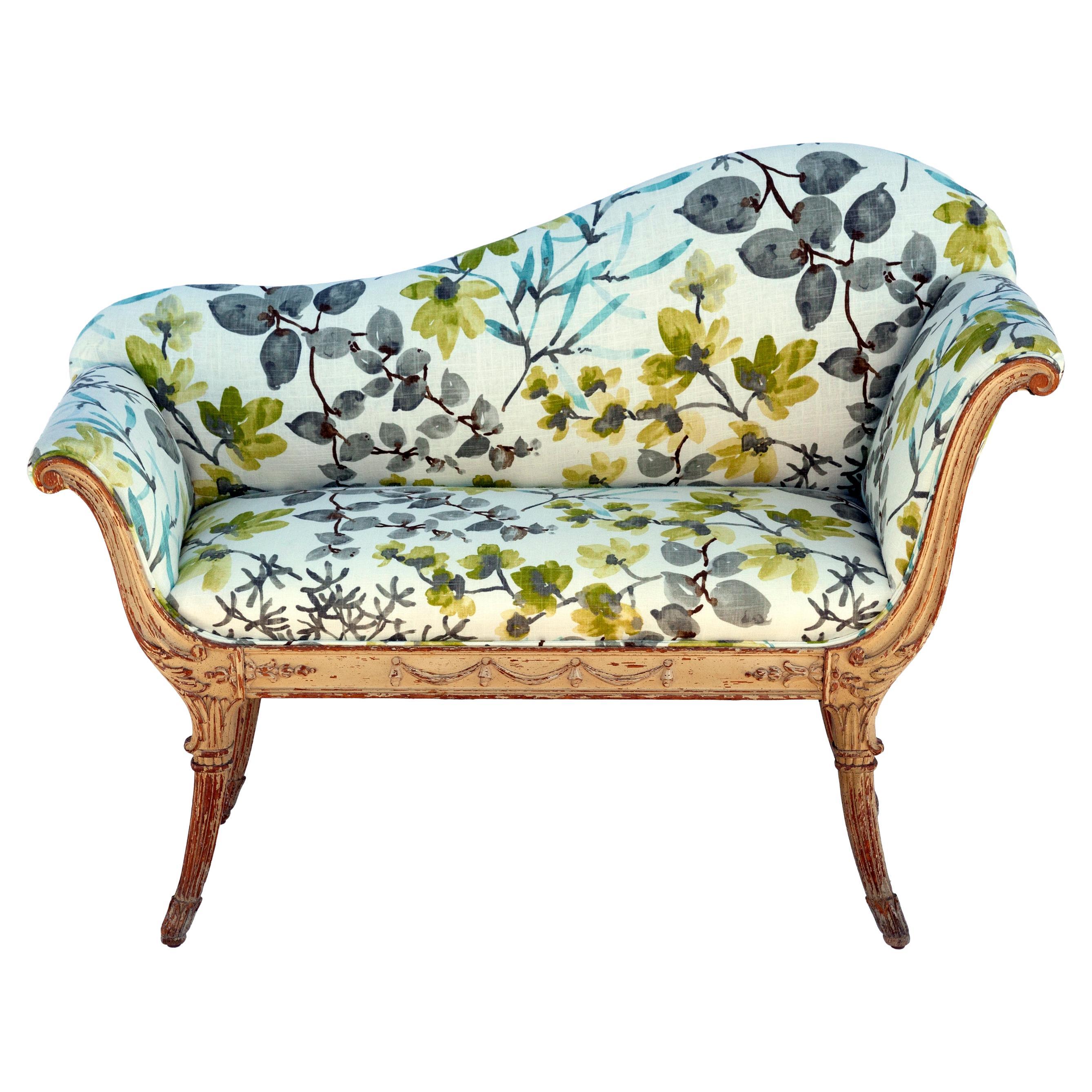 Chaise longue en lino estampado en venta
