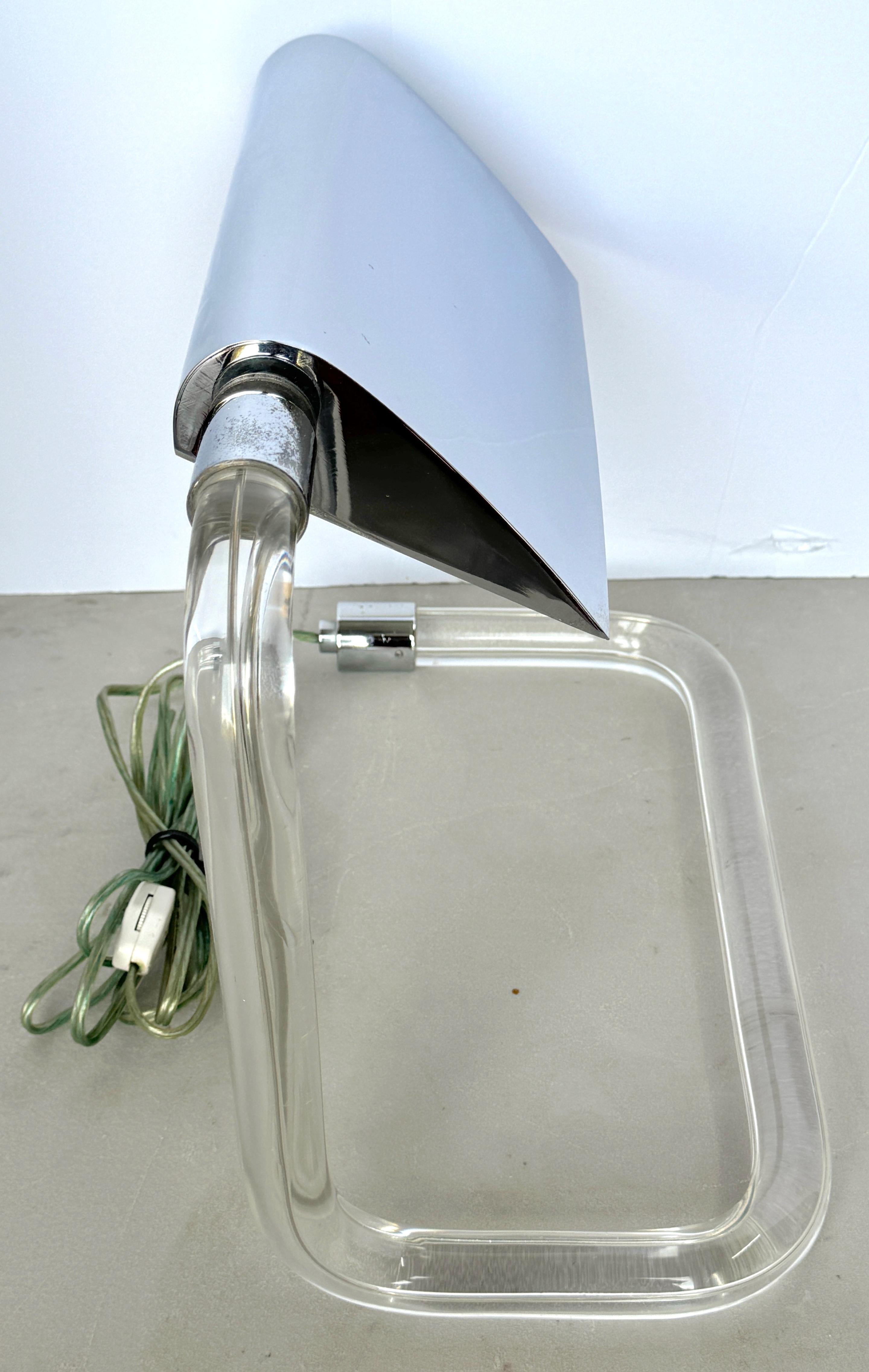 Polished Sleek Lucite & Chrome Desk Lamp Designed by Peter Hamburger for Kovacs Lighting  For Sale